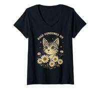 Womens Rage Consumes Me Funny Cat Meme V-Neck T-Shirt