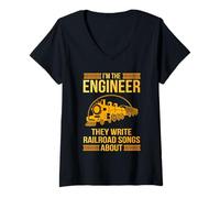 Womens Railroad Engineer Train Engineer Locomotive Engineering V-Neck T-Shirt