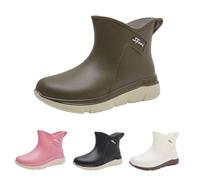 Women's Rain Boots with Solid Rubber Sole Wide Shaft Extra Wide Wellington Boots Rain Shoes Waterproof and Non-Slip Wellington Boots Garden Boots Half Height Comfortable and Not Boots, Green, 6 UK