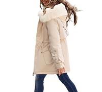 Womens Rain Coats Waterproof with Hood Womens Winter Coats Plus Size, Woemns Ladies Warm Hooded Outerwear Solid Thick Padded Jacket Windproof Raincoat Winter Warm Snow Coat(B-1,XL)