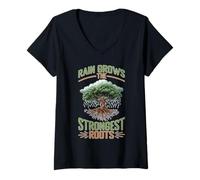 Womens Rain Grows The Strongest Roots Motivation Quote V-Neck T-Shirt