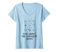 Womens Rain Grows The Strongest Roots Nature Lovers Motivation V-Neck T-Shirt