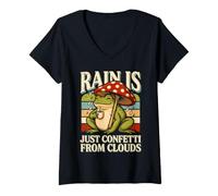 Women's Rain is Just Confetti from Clouds Frog V-Neck T-Shirt
