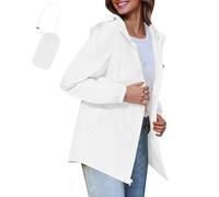 Womens Rain Jacket Womens Waterproof Jacket Packable Lightweight | Ladies Sleek Hooded Raincoat for Walking, Holiday & Festivals White