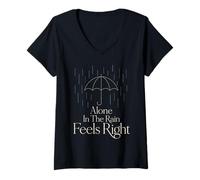 Women's Rain Lover Pluviophile Moody Rain Storm Mood Night Rain V-Neck T-Shirt