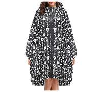 Women's Rain Poncho Jacket Waterproof Lightweight Reusable Hiking Rain Coat Jacket with Hood for Bicycle for Emergency,Concert,Camping,Travel,Hiking