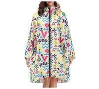 Women's Rain Poncho Jacket Waterproof Lightweight Reusable Hiking Rain Coat Jacket with Hood for Bicycle for Emergency,Concert,Camping,Travel,Hiking
