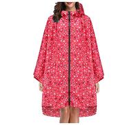 Women's Rain Poncho Jacket Waterproof Lightweight Reusable Hiking Rain Coat Jacket with Hood for Bicycle for Emergency,Concert,Camping,Travel,Hiking