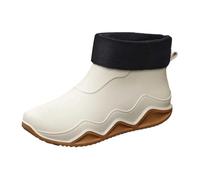 Women's Rain Shoes for Outdoor Use Comfortable Slip-On Short Rain Footwear with Removable and Cozy Ideal for Everyday Beach and Date Nights (Beige, 6.5)