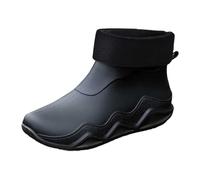 Women's Rain Shoes for Outdoor Use Comfortable Slip-On Short Rain Footwear with Removable and Cozy Ideal for Everyday Beach and Date Nights (Black, 6)