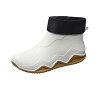 Women's Rain Shoes for Outdoor Use Comfortable Slip-On Short Rain Footwear with Removable and Cozy Ideal for Everyday Beach and Date Nights (White, 4)