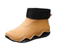 Women's Rain Shoes for Outdoor Use Comfortable Slip-On Short Rain Footwear with Removable and Cozy Ideal for Everyday Beach and Date Nights (Yellow, 5.5)