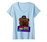 Women's Rainbow Bungle The Bear The Myth Legend Retro V-Neck T-Shirt