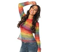 Women's rainbow fishnet top