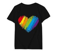 Womens Rainbow Flag Colored Heart LGBTQ+ Lesbian Gay Pride Vintage O-Neck T-Shirt Lesbian Gay Pride Vintage T-Shirt Women's Print Round Neck T Shirt