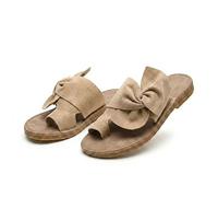 Women's Rainbow Flat Sandals. Slip On Bowknot Open Toe Slides. Vacation Beach Travel Shoes. Arch Support Non-slip Wear-resistant. Big Toe Bone Correction for Bunion (Apricot,5)