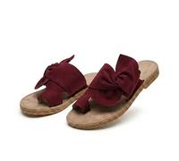 Women's Rainbow Flat Sandals. Slip On Bowknot Open Toe Slides. Vacation Beach Travel Shoes. Arch Support Non-slip Wear-resistant. Big Toe Bone Correction for Bunion (Wine Red,6.5)