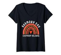 Women's Rainbow Harmony Day Everyone Funny Belongs Harmony Day Quote V-Neck T-Shirt