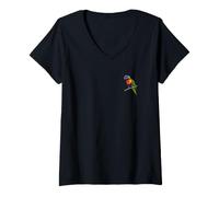 Women's Rainbow Lorikeet Birdlover Birdwatcher Birding Bird V-Neck T-Shirt