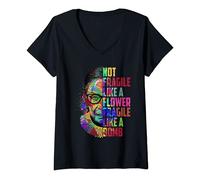 Womens Rainbow Notorious RBG Ruth Bader Ginsburg Feminist V-Neck T-Shirt