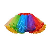Womens Rainbow Puffy Tutu Layered Tulle Petticoat Skirt for Party, S/M/L, Rainbow-1