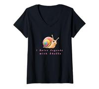 Womens Rainbow Snail Lover Gift - I Raise Legends with Shells V-Neck T-Shirt