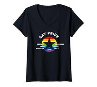 Womens Rainbow Star Pride Demo Respect Reasons LOL Cool V-Neck T-Shirt