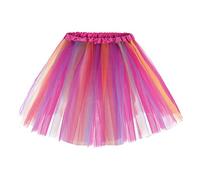 Women's Rainbow Tutu Elasticated Waist Tiered Mesh Vintage Petticoat Ballet Dress-Up Dance Party Festival Skirt 50s Tulle Tutu Skirt for Ladies Teens Girls (A, One Size)