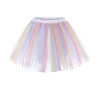 Women's Rainbow Tutu Elasticated Waist Tiered Mesh Vintage Petticoat Ballet Dress-Up Dance Party Festival Skirt 50s Tulle Tutu Skirt for Ladies Teens Girls (White, One Size)