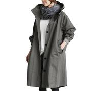 Women's Raincoat Solid Color Waterproof Jacket Lightweight Plus Size Trench Coat Hooded Long Sleeve Pocket Outdoor Quick Dry Raincoat Windproof Casual Zipper Jackets