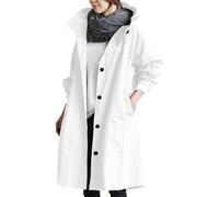 Women's Raincoat Solid Color Waterproof Jacket Lightweight Plus Size Trench Coat Hooded Long Sleeve Pocket Outdoor Quick Dry Raincoat Windproof Casual Zipper Jackets