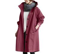Women's Raincoat Solid Color Waterproof Jacket Lightweight Plus Size Trench Coat Hooded Long Sleeve Pocket Outdoor Quick Dry Raincoat Windproof Casual Zipper Jackets