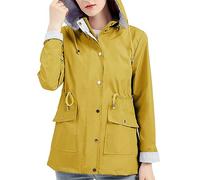 Women's Raincoat Waterproof Waterproof Padded Coat New Home Gifts Golf Ladies Coat Plus Size Raincoat 2023 Autumn And Winter Detachable Hood Windbreaker (Yellow, XXXL) Bargains of The Day Sale