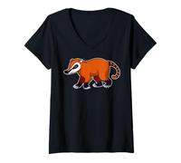 Women's Rainforest Animals - White-Nosed Coati V-Neck T-Shirt