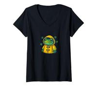 Womens Rainy Frog Spring St. Patricks Day V-Neck T-Shirt