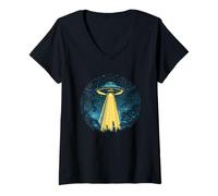 Womens Raise Your Glass with UFO Beams a Beer Up Costume V-Neck T-Shirt