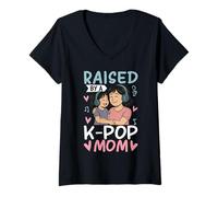 Women's Raised by A K-Pop Mom V-Neck T-Shirt