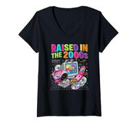 Women's Raised in the 2000's Vintage Two-Thousands Retro 00s V-Neck T-Shirt