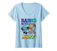 Women's Raised in the 2000's Vintage Two-Thousands Retro 00s V-Neck T-Shirt