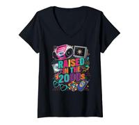 Women's Raised in the 2000's Vintage Two-Thousands Retro 00s V-Neck T-Shirt
