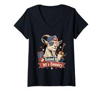 Women's Raised On 90s Country Goat Guitar V-Neck T-Shirt