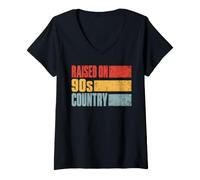 Women's Raised On 90s Country Music Retro Lover Design V-Neck T-Shirt
