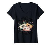 Womens Raised on 90s Country Retro Cassette Western Vibe for Music V-Neck T-Shirt