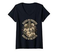Women's Raised On Sunshine Rooted in The South V-Neck T-Shirt