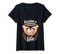 Women's Raising A Snowboarding Athlete with Love V-Neck T-Shirt