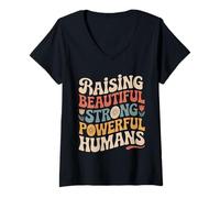 Womens Raising Beautiful Strong Powerful Humans Teacher - V-Neck T-Shirt
