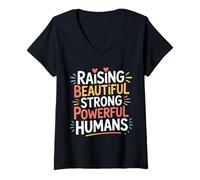 Womens Raising Beautiful Strong Powerful Humans Teacher - V-Neck T-Shirt