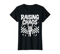 Womens Raising Chaos Skeleton Hand Rock Anthem Graphic T-Shirt