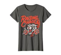 Womens Raising Chaos Tiger Wild Grunge Street Art T-Shirt