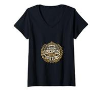 Women's Raising Disciples Not Quitters Christian Mom Faith V-Neck T-Shirt